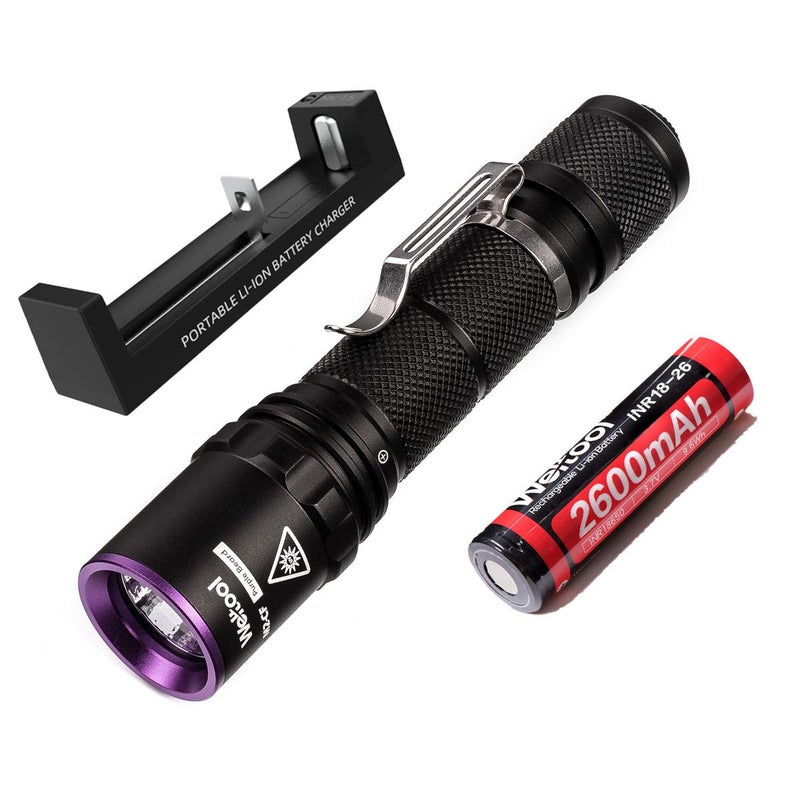 Weltool Professional UV Flashlight 365nm Black Light Max. 2060mW High Power for Glue Curing, AC Leak Detector, Rocks and Mineral Glowing, Pet Urine Detector, Non Destructive Testing - Image 1